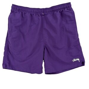 Stussy Swim Shorts Mens Medium Purple Solid Trunks Mesh Lined Drawstring Beach